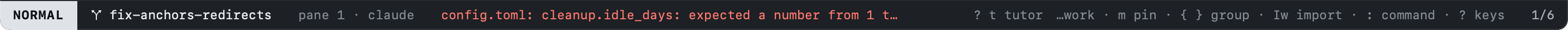 A config problem reported in the status bar A config problem reported in the status bar