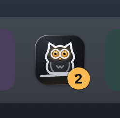 The Dock icon with a badge: 2 sessions need you, one of them blocked The Dock icon with a badge: 2 sessions need you, one of them blocked